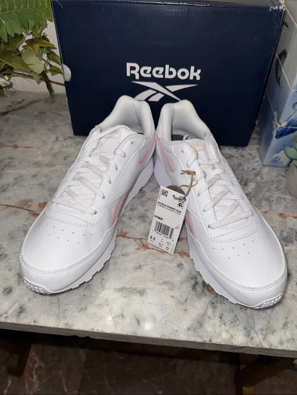 Reebok White Sneakers with Light Pink Accents